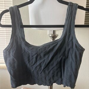 Aerie Gray Ribbed Crop Top
